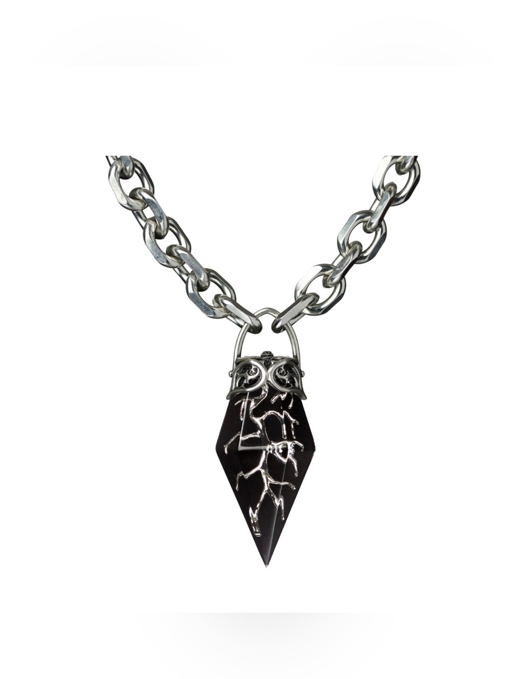 Love Rokz Night Lightening Talisman Silver Chain Necklace Pendant